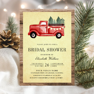 Invitation Camion de Noël rouge en bois Photo Enterrement de