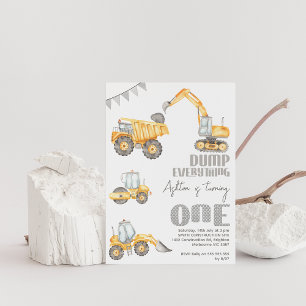 Invitation Camion de pompage Tout Construction 1er Anniversai