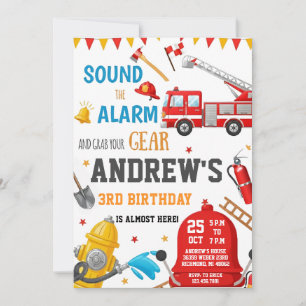 Invitation Camion de pompier personnalisé pour anniversaire a
