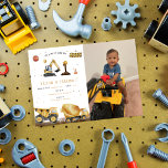 Invitation Camion de vidange et crevette | Construction pour<br><div class="desc">Votre petit constructeur a un an de plus ! Aidez-les à célébrer leur anniversaire avec la fête de leurs rêves sur le thème de la construction. Il est facile de voir pourquoi une fête d'anniversaire de construction est un succès. Il y a plein de camions à benne, de panneaux d'avertissement,...</div>