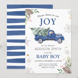 Invitation Camion d'hiver Partager Joie Baby shower Froid à l