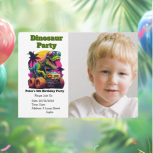Invitation Camion Dino-Mite Monster Anniversaire Bash