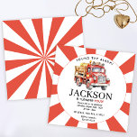 Invitation camion feu fête d'anniversaire<br><div class="desc">Aquarelle rouge feu camion garçon anniversaire invitation de fête.</div>