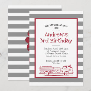 Invitation Camion-feu rouge et gris