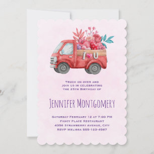 Invitation Camion mignonne d'amour transportant des coeurs et