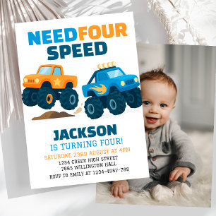 Invitation Camion Monster Besoin de quatre vitesses photo d'a