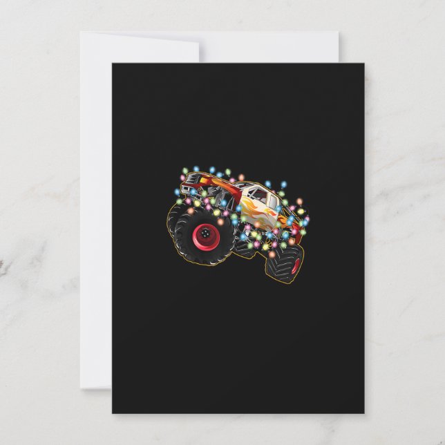 Invitation Camion monstre avec lumières de Noël (Devant)