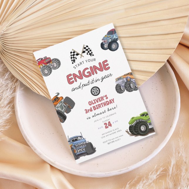 Invitation Camion monstre, démarre ton moteur garçon 3ème ann (Créateur téléchargé)