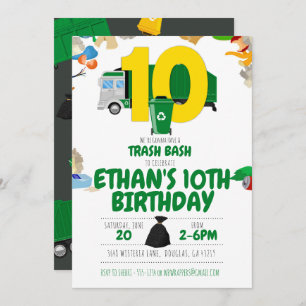 Invitation Camion-poubelle Anniversaire Camion-poubelle 10e a