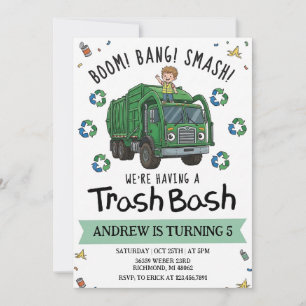 Invitation Camion poubelle d'anniversaire pour enfants