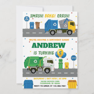 Invitation Camion Poubelle Personnel Anniversaire