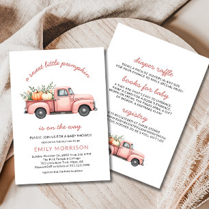 Invitation Camion rose Sweet Petit Citrouille Baby shower fil