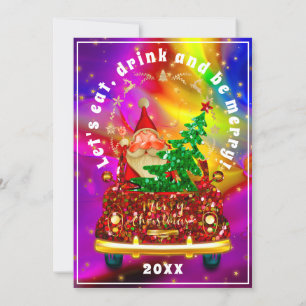 Invitation Camion Rouge Joyeux sapin de Noël Brunch Holograph