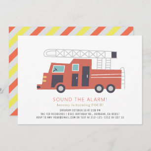 Invitation Camion rouge Pompier garçon Anniversaire