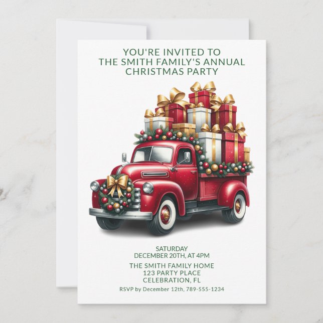 Invitation Camion Rouge Présente la Fête Verte (Devant)