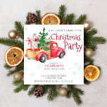 Invitation Camion rouge rustique vintage avec sapin de Noël<br><div class="desc">Camion rouge rustique vintage avec sapin de Noël et cadeaux,  Joyeux petit cadeau de Noël invitation.</div>