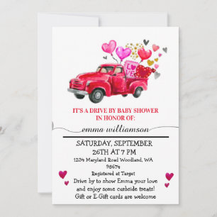Invitation Camion rouge Valentine Lecteur par Baby shower