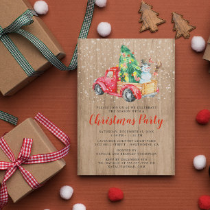 Invitation Camion rustique vintage Fête de Noël