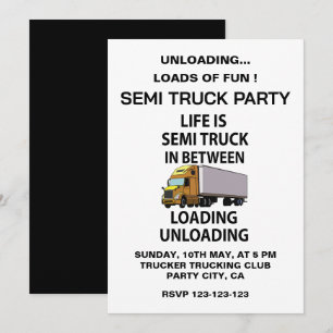Invitation Camion Tracteur Routier Fête de Conducteur de Cami