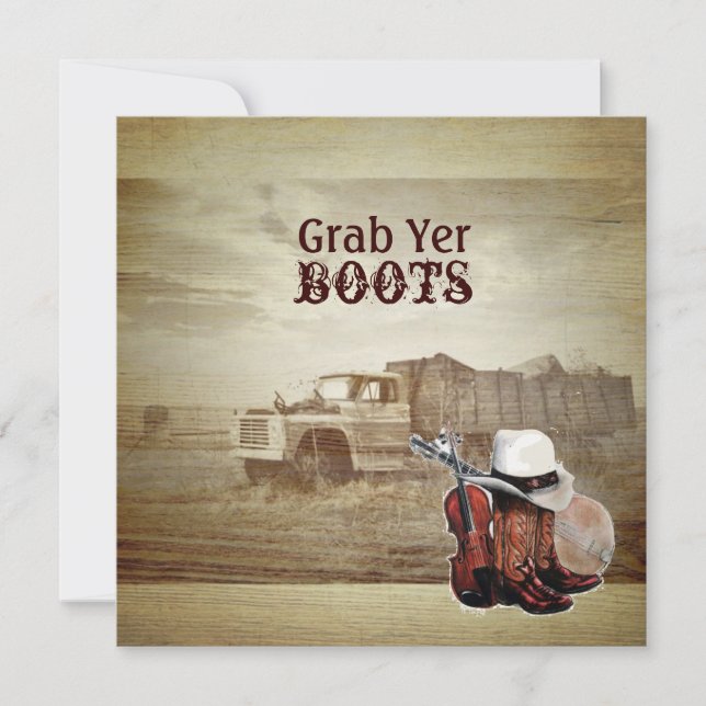 Invitation Camionnette rustique de ferme Mariage western de c (Devant)