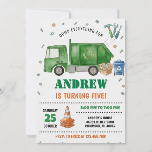 Invitation Camions à benne pour enfants personnalisés Fête d'