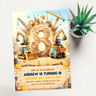 Invitation Camions de Construction 8e Anniversaire