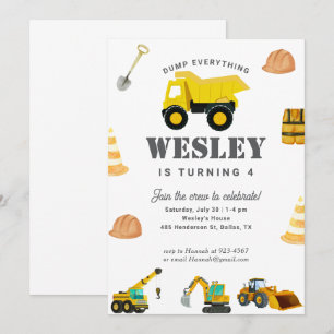 Invitation Camions de construction Anniversaire