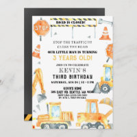 Camions de construction Jaune garçon fête d'annive