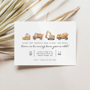 Invitation Camions de construction Moderne Minimale Anniversa