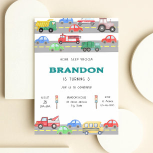 Invitation Camions de transport Voitures Anniversaire Tout Âg