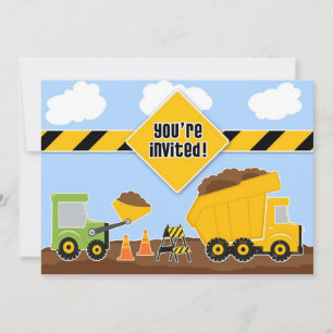 Invitation Camions de vidange Construction Anniversaire Invit
