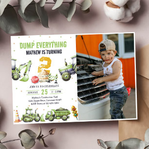 Invitation Camions et Diggers Construction 2e anniversaire Ph