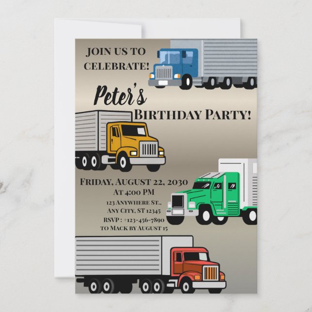 Invitation Camions semi-remorques (Devant)