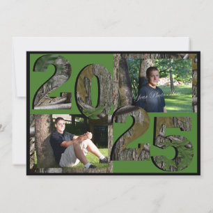 Invitation Camo 2023 Tree Graduation Twin Photo Green