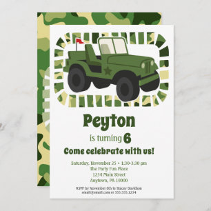 Invitation Camo Army Military Boys fête d'anniversaire