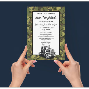 Invitation Camo Camo Truck Driver Camo Cool Anniversaire