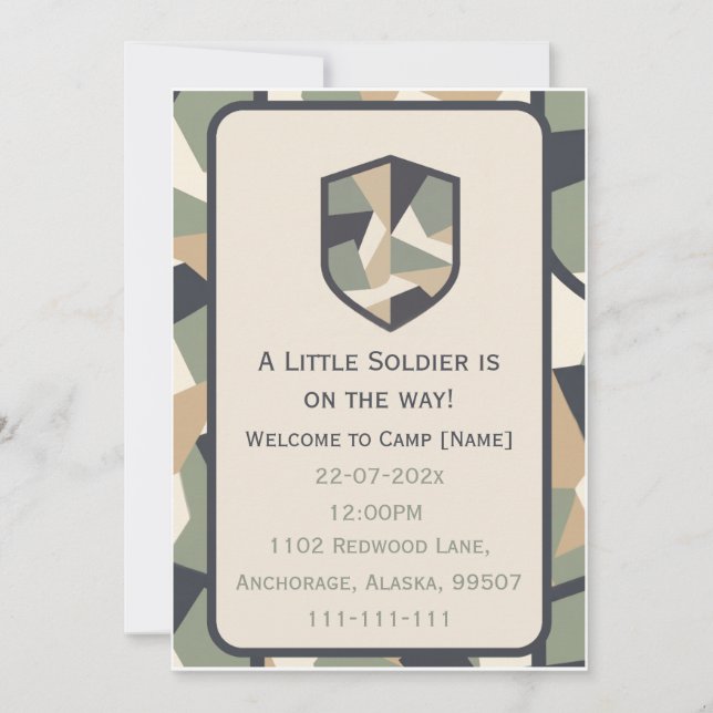 Invitation Camo Militaire Géométrique Moderne (Devant)