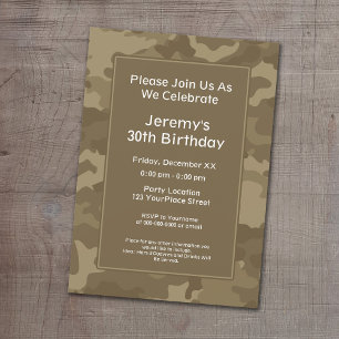 Invitation Camo Militaire Thème Anniversaire