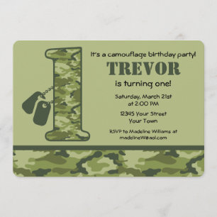 Invitation Camo Vert 1er anniversaire