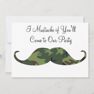 Invitation Camo Vert Mustache - Je Moustache si tu vas faire