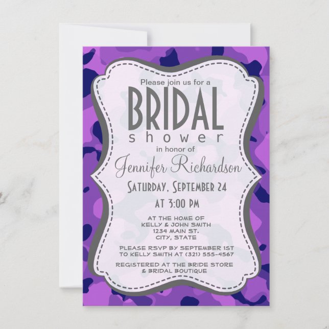 Invitation Camo violet de raisin ; Camouflage (Devant)