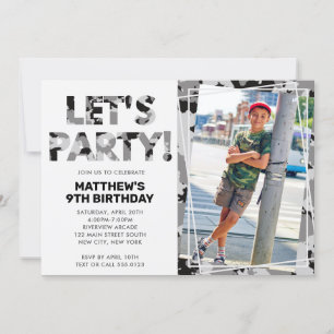 Invitation Camouflage Anniversaire, Faisons la fête Grey Camo
