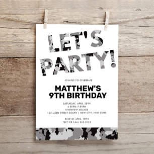 Invitation Camouflage Anniversaire, Faisons la fête Grey Camo