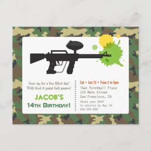 Invitation Camouflage Imprimer Paint ball Anniversaire