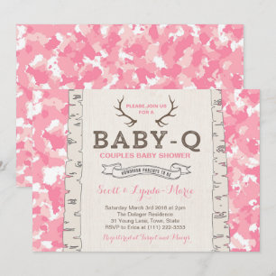Invitation Camouflage rose Baby shower co-ed pour fille