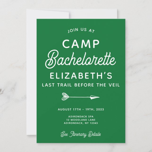 Invitation Camp Bachelorette Editable Party (Devant)