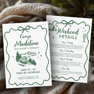Invitation Camp Bachelorette Rustique Green Bow Itinéraire 3 