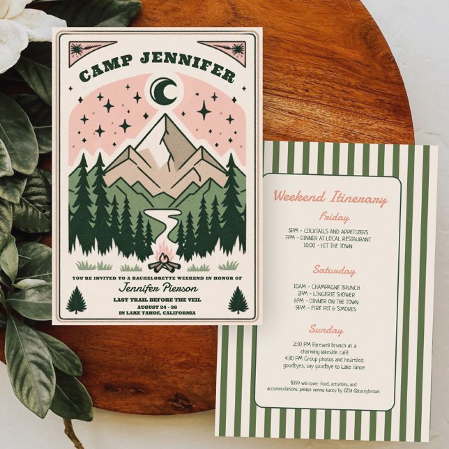 Invitation Camp Bachelorette Rustique Woodsy Mountain (Créateur téléchargé)