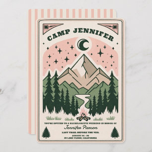 Invitation Camp Bachelorette Rustique Woodsy Mountain
