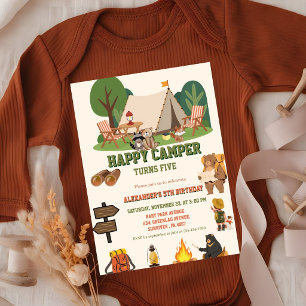 Invitation Camp en forêt pour un 5ème anniversaire je suis li